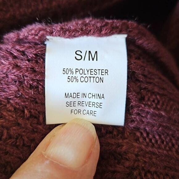 Wishlist Oversized Cable Knit Cardigan Wine Small/Medium - Picture 5 of 6